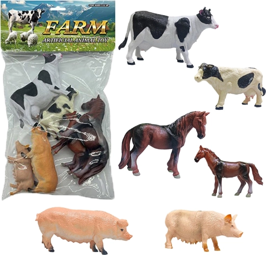 Set boerderijdierfiguren (6 stuks)