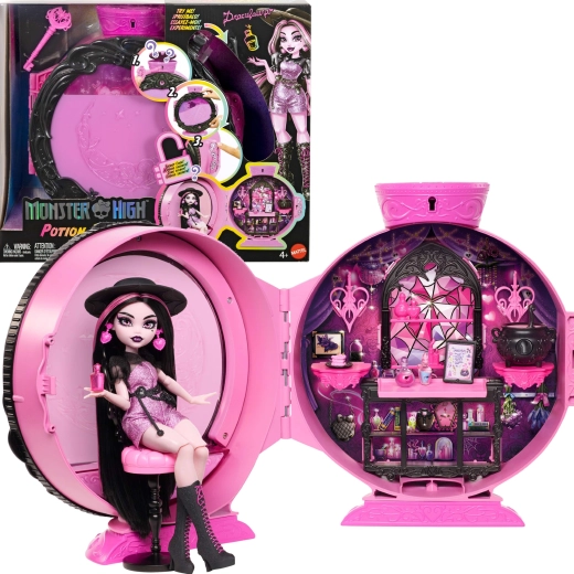Monster High Potion Reveal pop Draculaura – toverdrankkamer met accessoires - 1 stuk