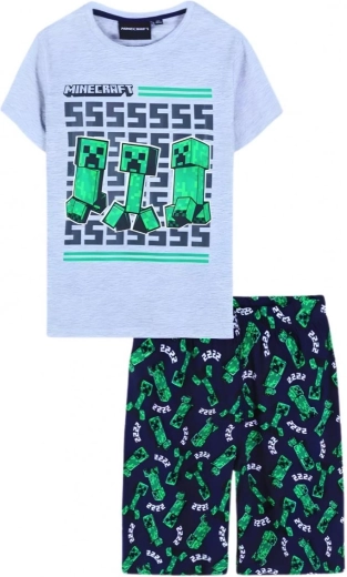 Kinderpyjama Minecraft grijs-donkerblauw