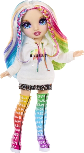 Gelede pop met regenbooghaar