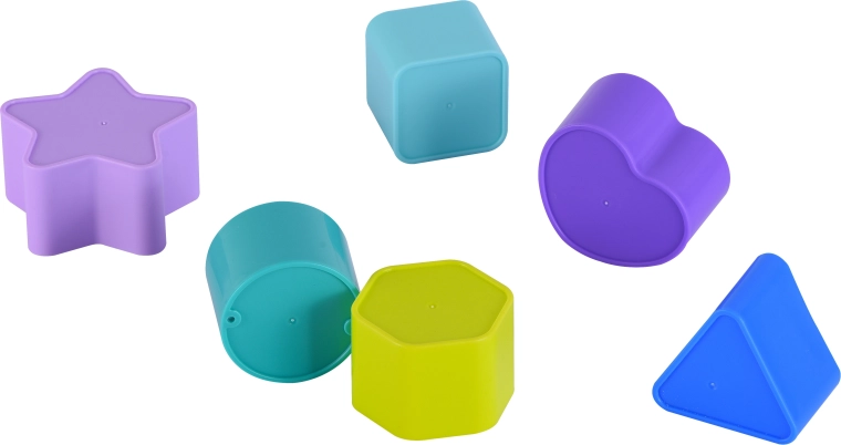 Zes kleurrijke geometrische vormen
