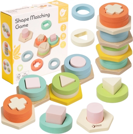 Montessori toren voor het sorteren van vormen en kleuren CLASSIC WORLD