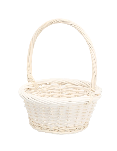 Witte rotanmand met handvat 25 × 25 × 12/31 cm
