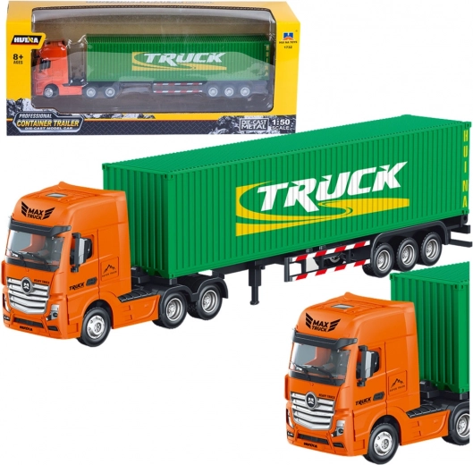 Huina vrachtwagen met containertrailer groen 1:50
