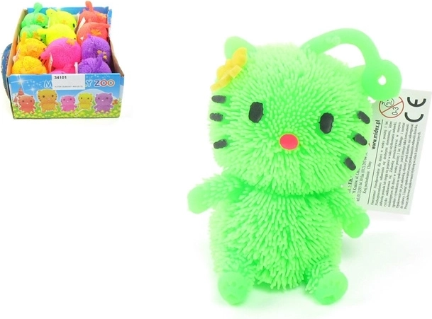Rubberen antistress-speeltje kat in neonkleuren