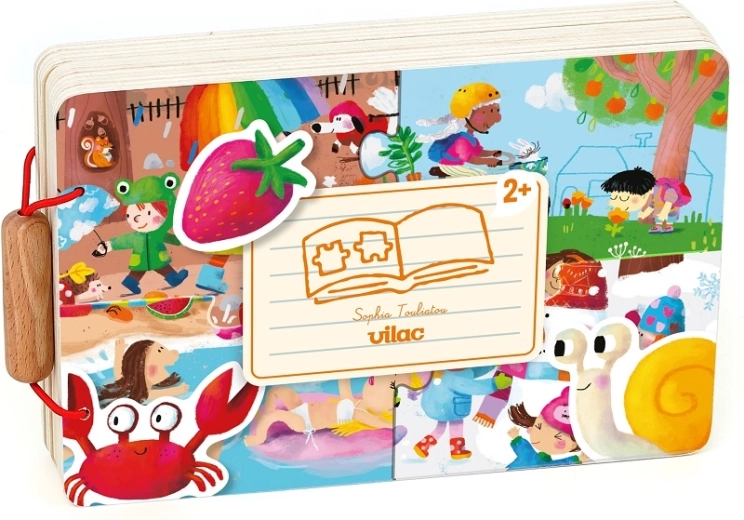 Vilac houten boekje met puzzel: de vier seizoenen