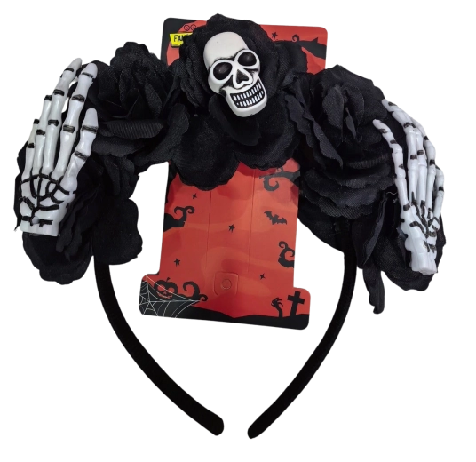 Halloween-haarband met schedel en rozen