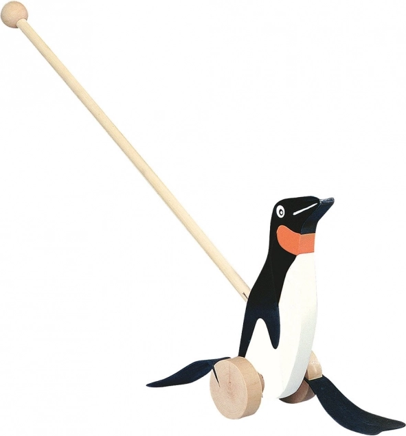 Bino Pinguïn op stok zwart-wit