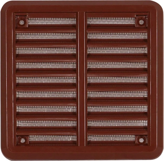 Ventilatierooster met gaas, bruin, 100 × 100 mm