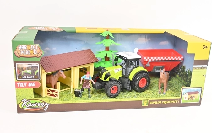 Boerderij met tractor – kinderspeelset 7-delig