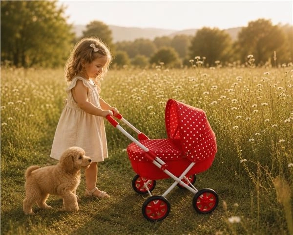 New Baby kinderpoppenwagen Anička rood