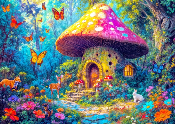 Enjoy puzzel Paddenstoelenhuisje 1000 stukjes