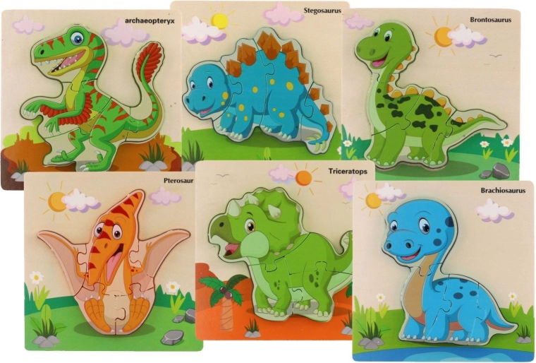 Houten insteekpuzzel met dinosaurussen - 1 stuk