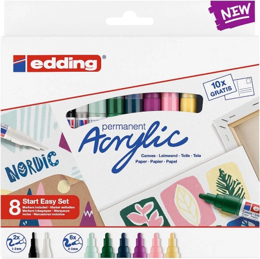 Acrylstiften EDDING Nordic Easy Start – set van 8