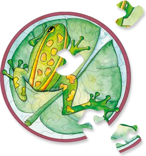 Ronde puzzel CURIOSI Picoli – kikker, 33 stukjes