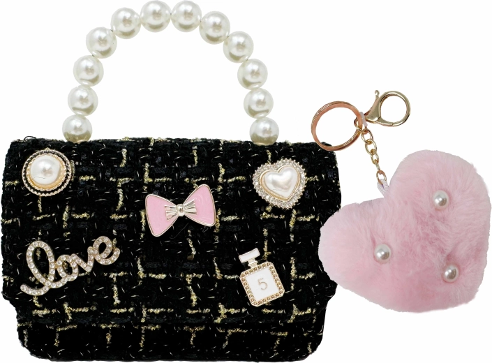 Mini handtas met sleutelhanger in de vorm van een hart LOVE
