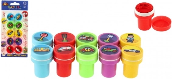 Zelfinktende stempels Mijn eerste auto’s, kunststof set 10 st.