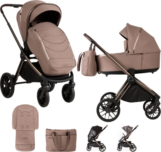 Adamex combi kinderwagen Bianco 2 in 1 chocolate fango