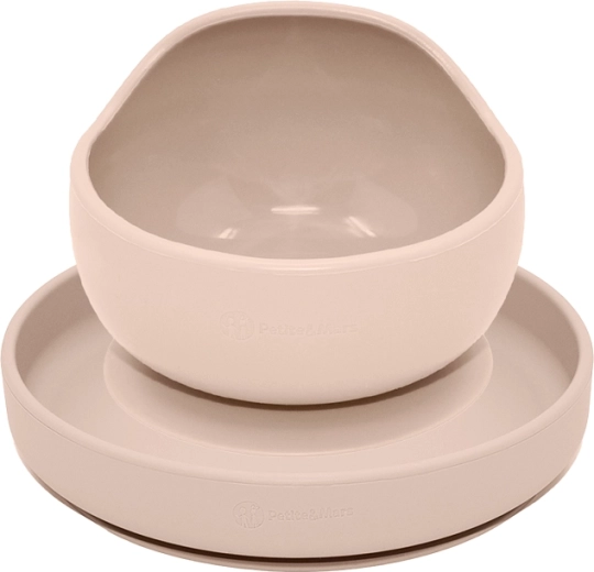 Petite&Mars siliconen eetset Take&Match bord en kom Desert Sand - 2 stuks