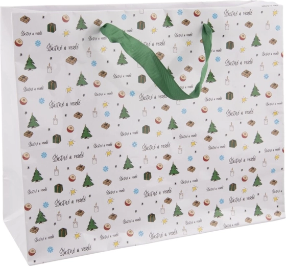 Cadeaupapieren tas Gelukkig en vrolijk 32 × 12 × 26 cm