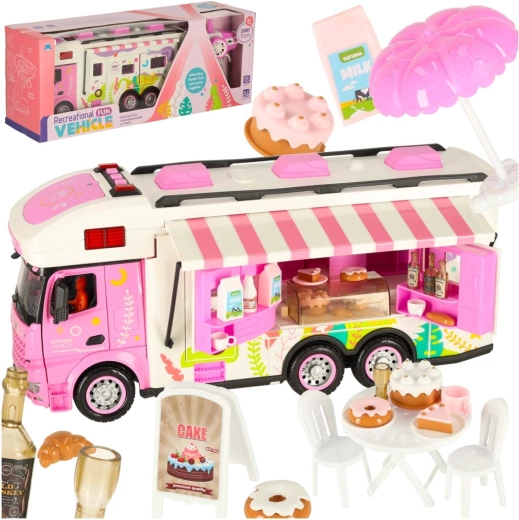 Roze op afstand bestuurbare camper met accessoires
