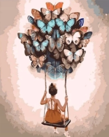 Norimpex schilderen op nummer Vrouw die met ballonnen zweeft 40 × 50 cm