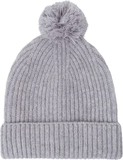 Lodger merino gebreide muts drizzle met pompon 6–12 maanden