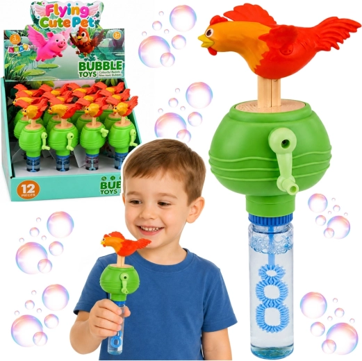 Bellenblaas met kuikentje op opwindmechanisme met geluid, 40 ml
