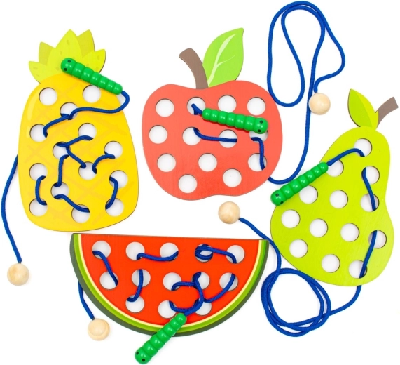 Houten rijgset fruit en groenten Montessori Baby Mix
