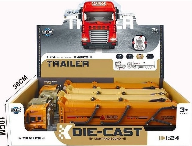 Metalen vrachtwagen met oplegger 39 cm met licht- en geluidseffecten