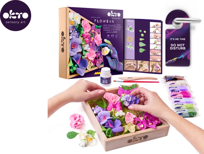 OKTO Inspiration creatieve boetseerset DIY bloemen in houten lijst