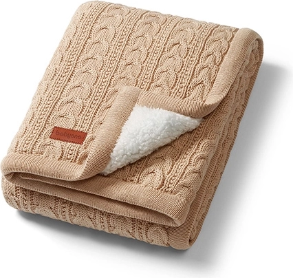 BabyOno katoenen deken met sherpa-fleecevoering 75 × 100 cm lichtbruin