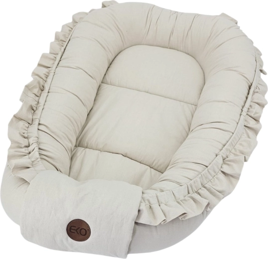 EKO katoenen babynestje met rucher light beige 50 × 85 cm