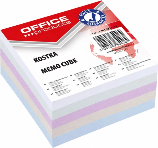 Papieren notitieblok OFFICE PRODUCTS, niet gelijmd, 85 × 85 × 40 mm, kleurenmix - 1 stuk