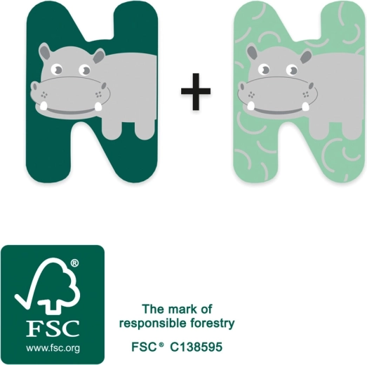 small foot Houten letter N met nijlpaard - 1 stuk