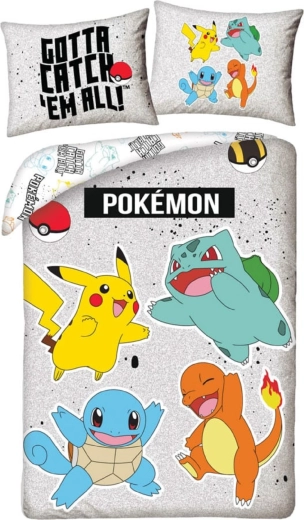 Pokémon-kinderbeddengoed grijs 140 × 200 cm