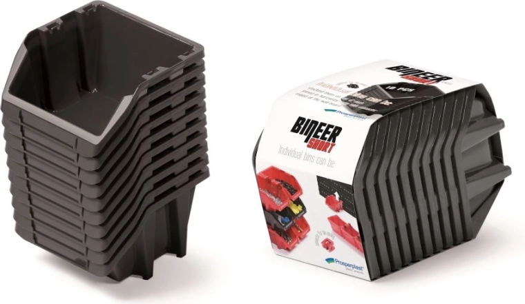 Set opbergboxen BINEER Short, 10 stuks, 180 × 98 × 118 mm, zwart