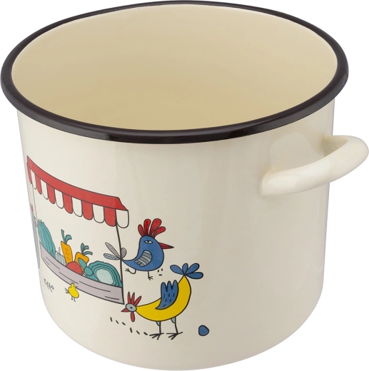 Crèmekleurig emaille met Kurki-decor