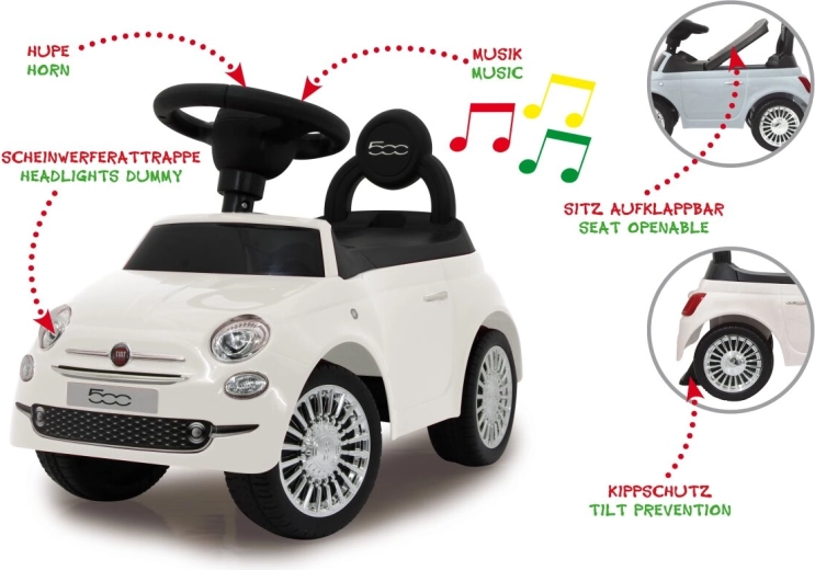 Jamara loopauto en loopwagen Fiat 500 2-in-1 wit