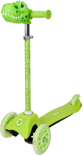 Groene kinderdriewielstep Evo mini dinosaurus met lichtgevende LED-wieltjes - 1 stuk