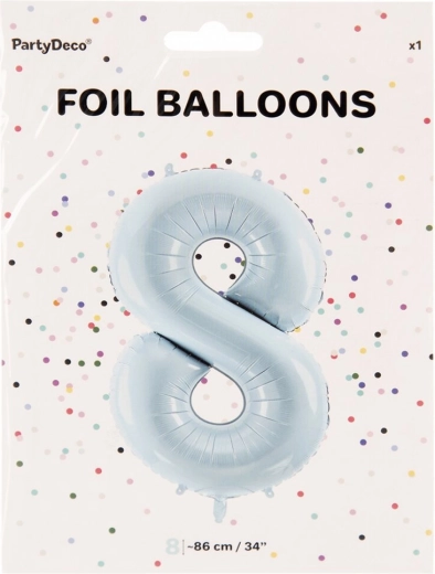 Folieballon cijfer 8 blauw 86 cm