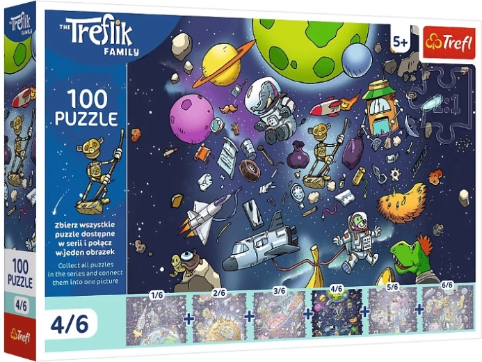 Puzzel Trefl Familie Trefliks: Robobot in de ruimte – 100 stukjes