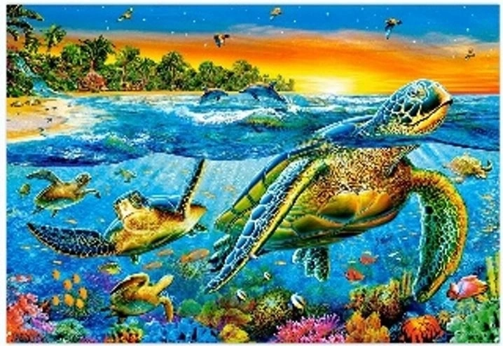 Diamant schilderen – zeeschildpadden 30 × 40 cm