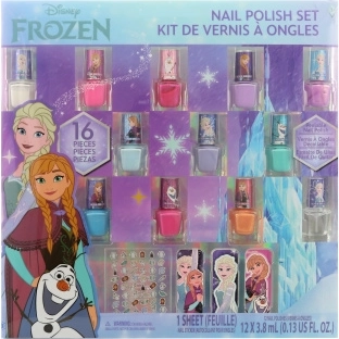 Frozen nagelset voor kinderen, 12 nagellakken, stickers en vijltjes