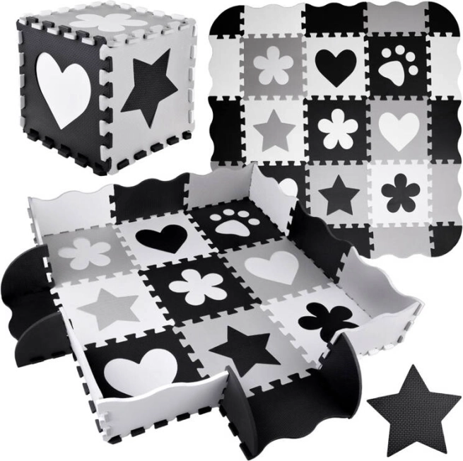 foam puzzel – contrasterende kinder speelmat vormen 120 × 120 cm
