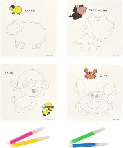 Creatieve set dierenplaatjes met stiften 10 × 10 cm