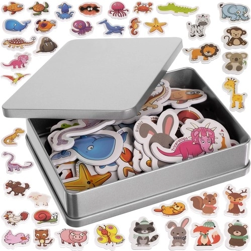 Set koelkastmagneten – dieren, 40 stuks met metalen etui