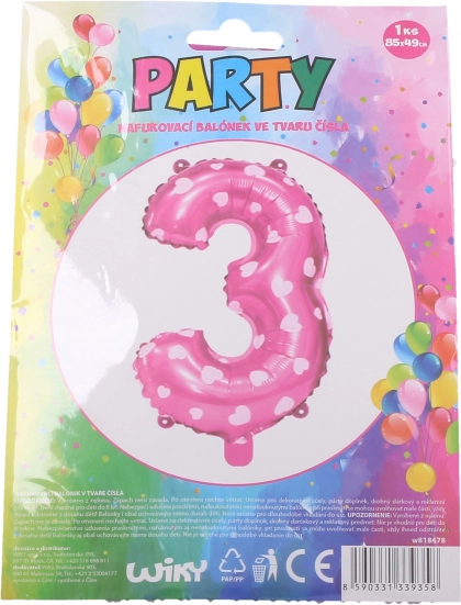 Opblaasbare ballon nummer 1 met hartjes – Roze