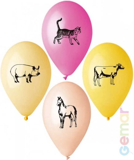 Gemar pastelkleurige latex ballon met boerderijprint 26 cm - 1 stuk