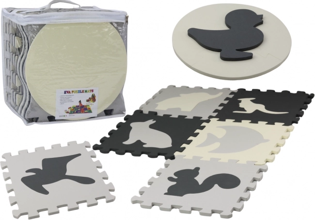 Zachte contrasterende educatieve EVA foam mat grijs 28 elementen